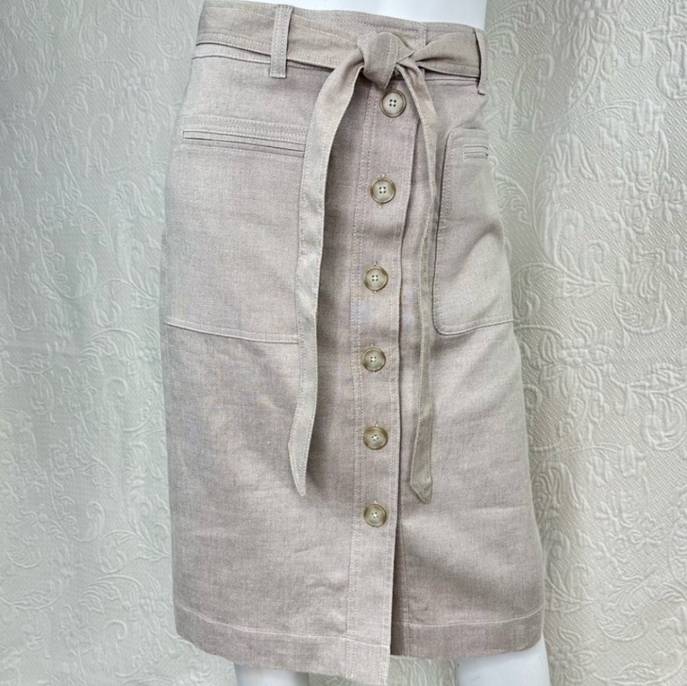 J Crew Button-front skirt in stretch linen